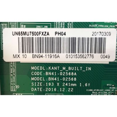 KIT DE TARJETAS PARA TV SAMSUNG / MAIN BN94-11916A / BN41-02568 / BN41-02568A / BN97-12829A / 0757 / FUENTE BN44-00873A / L65E6N_KSM  / REV1.2 / PANEL CY-VK065HGLV3H / MODELO UN65MU7500FXZA  - Imagen 5